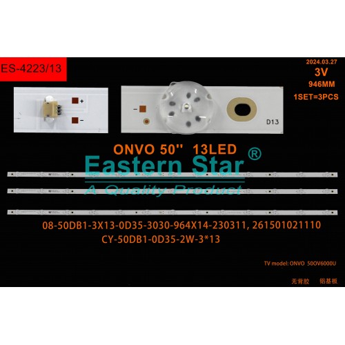 ES-4223, Onvo, 50OV6000U, 08-50DB1-3X13-0D35-3030-964X14-230311, 261501021110, TV LED BAR