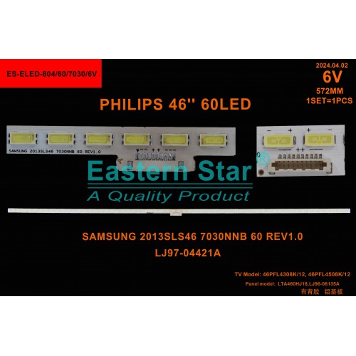 ES-ELED-804, SAMSUNG 2013SLS46 7030NNB 60 REV1.0, LTA460HJ18, LJ96-06135A, LTA460HJ18-001, TV LED BAR