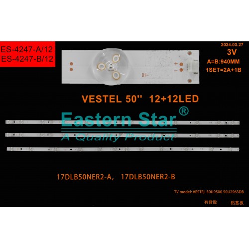 ES-4247, VESTEL, 17DLB50NER2-A, ETI, 20190213, 30101721, 17DLB50NER2-B, 30101722, TV LED BAR
