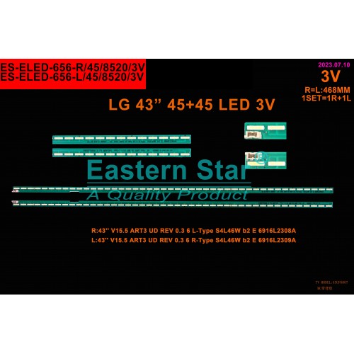 ES-ELED-656, LG, 43UF6807, 6922L-0146A, 43" V15.5 ART3 UD REV 0.3 6, 6916L-2308A, 6916L-2309A, LC430EGE-(FH)(31), LC430EGG (FH)(M1), TV LED BAR