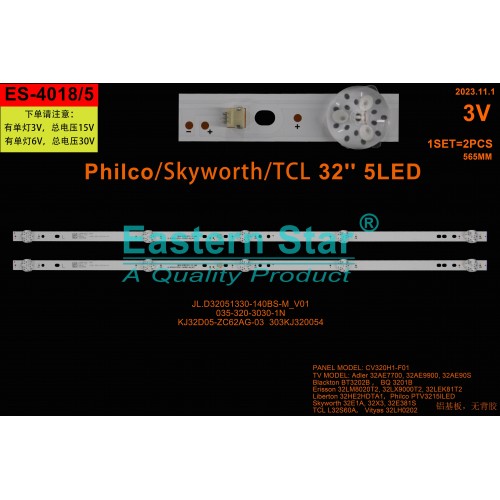 ES-4018, SKYTECH, SLT-3205, SLT-3235T, LED BAR, KJ32D05-ZC62AG-03D, CRH-CQ32N15303002059BREV1.1, 303KJ320053, 303KJ320054, JL.D32051330-140BS-M, TV LED BAR