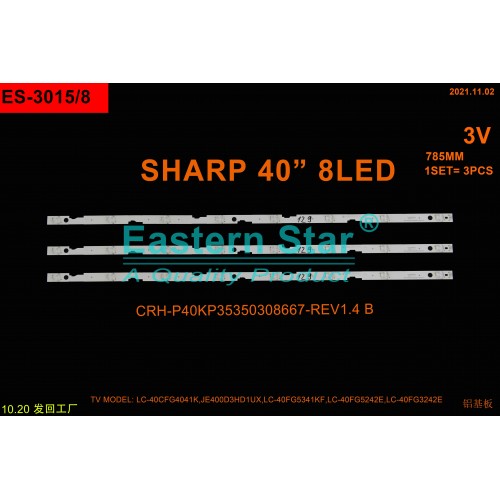 ES-3015, P40KP35350308667-REV1.4 B   P40KP35350308667-REV1.5 I ,  RF-AJ400S30-0801S-12 A1, TV LED BAR, BG -  3V