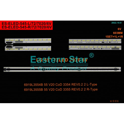 ES-ELED-545, 55UF5F-B, 55UF5F-H, LD550EQG FN A4, 6919L3554B 55 V20 CoD 3354 REV0.2 2 L-Type, 6919L3555B 55 V20 CoD 3355 REV0.2 2 R-Type, TV LED BAR