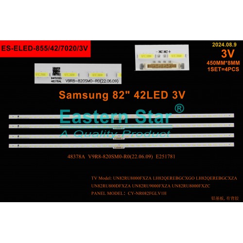 ES-ELED-855, SAMSUNG, BN96-48378A, QE82R, UE82RU7100, UE82RU8000U, V9R8-820SM0-R0(22.06.09) E251781, TV LED BAR