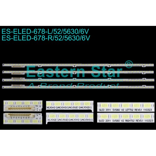 ES-ELED-678, SAMSUNG, ELED 2011SVS60 V2 RIGHT52, ELED 2011SVS60 V2 LEFT52, BN96-19859A, UE60D6000, UE60D7000, TV LED BAR