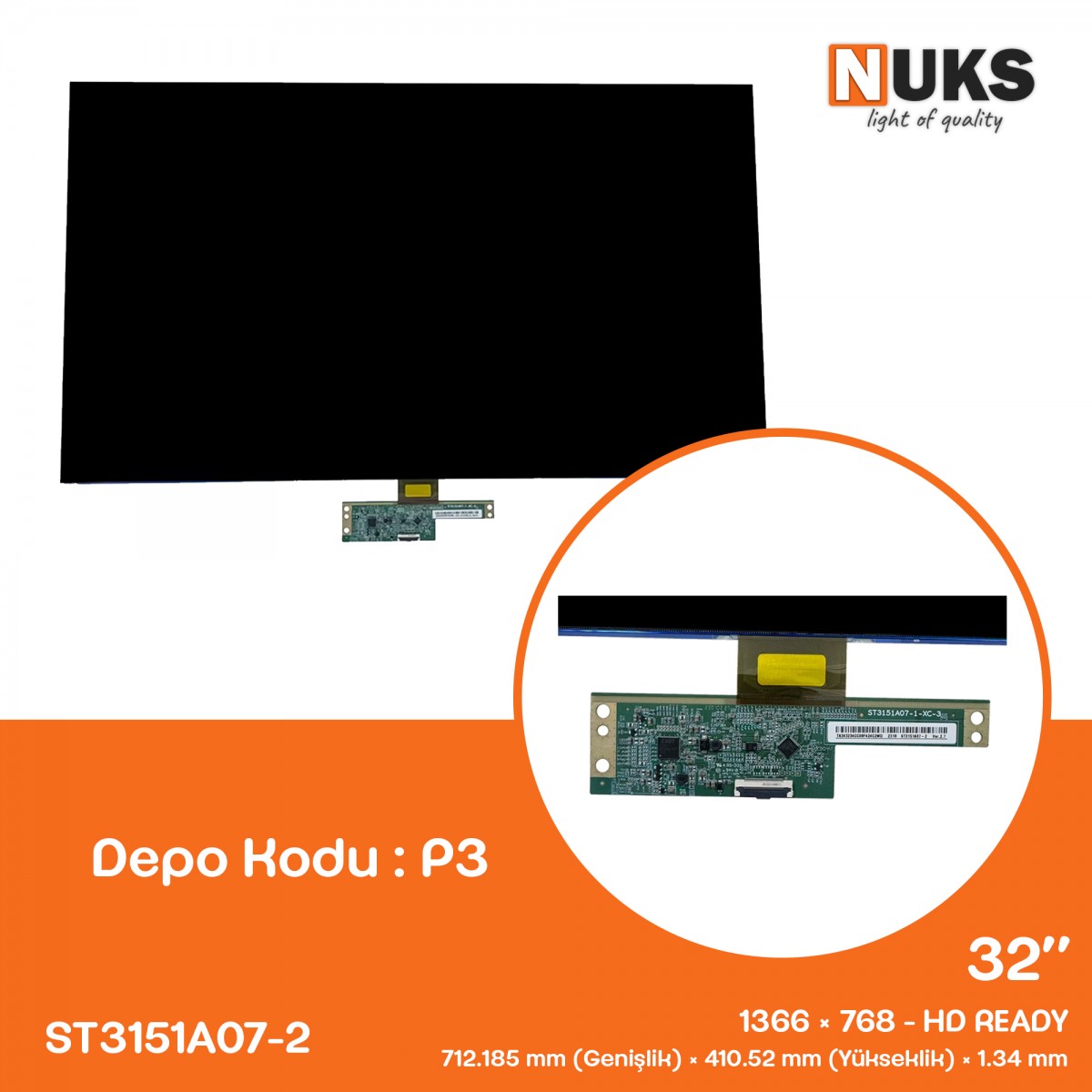 32'', HD READY, CSOT, ST3151A07-2, TEK COF, TCONSUZ, TV PANEL