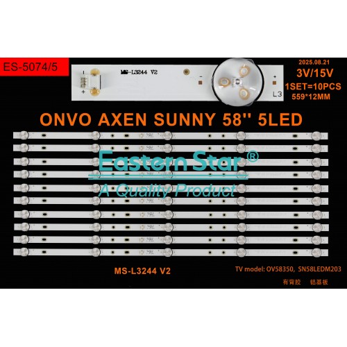 ES-5074, MS-L3244 V2 2020-06-29, AX58LEDM203/0216, SN58LEDM203, NM58F351, OV58350, OV58F351, TV LED BAR