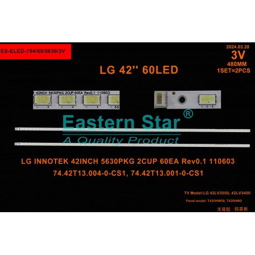 ES-ELED-794, LG INNOTEK 42INCH 5630PKG 2CUP 60EA Rev0.1 110603, 74.42T13.004-0-CS1 , 74.42T13.001-0-CS1, TV LED BAR