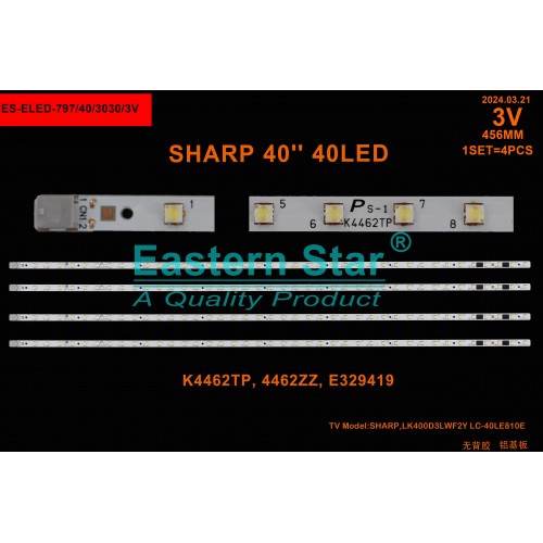 ES-ELED-797, SHARP, LC-40LE810E, LC-40LE824, K4462TP, 4462ZZ, E329419, TV LED BAR