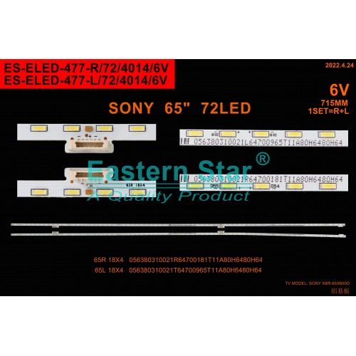 ES-ELED-477, SONY, KD-65XD8505, KD-65XD8577, KD-65XD8599, W65QWMEB, TV LED BAR