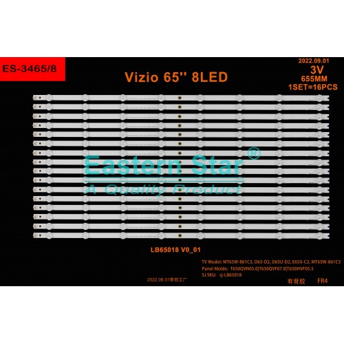ES-3465, LB65018 V0_01, 65" VIZIO MT65W-861C3, D65-D2,E65X-C2, MT65W-861C3, TV LED BAR