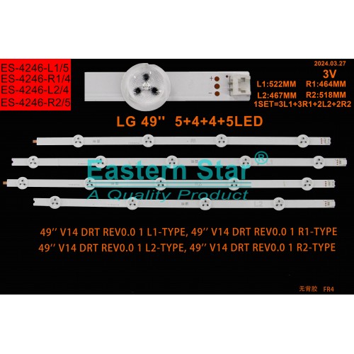ES-4246, 49'' V14 DRT Rev0.0 1 R1-Type, 49'' V14 DRT Rev0.0 1 R2-Type, 49'' V14 DRT Rev0.0 1 L1-Type, 49'' V14 DRT Rev0.0 1 L2-Type, TV LED BAR, Orijinal Ürün