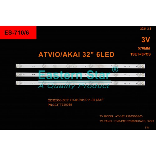 ES-710, 0D32D06-ZC21FG-05 , 303TT320038 , LCMSA320THG4D000209, TV LED BAR