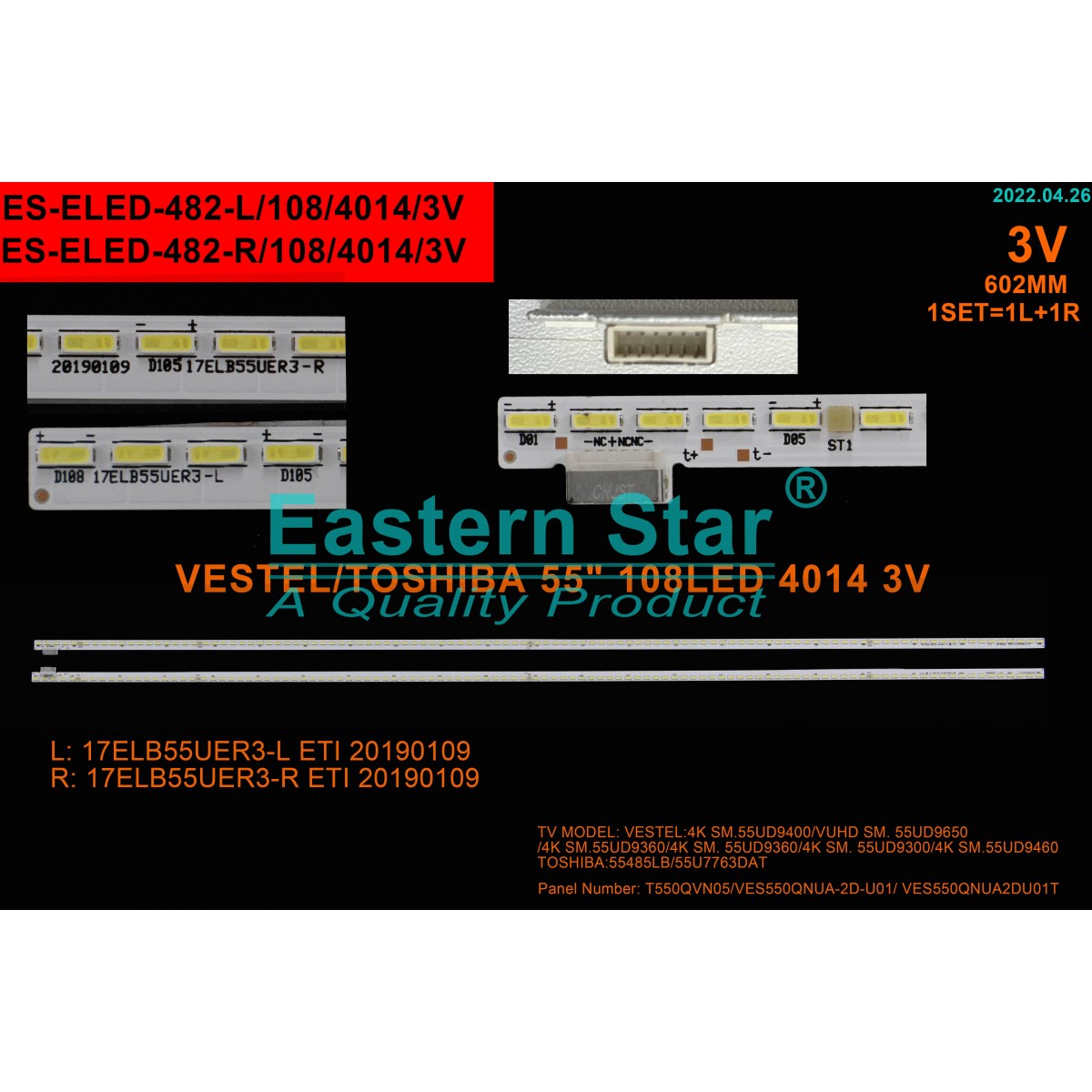 ES-ELED-482, 17ELB55UER3-L ETI 20190109, 17ELB55UER3-R ETI 20190109, 17ELB55ALR4 4014PKG 108EA R-TYPE REV0.4 ,17ELB55ALR4 4014PKG 108EA L-TYPE REV0.4, 55UD9300, TV LED BAR