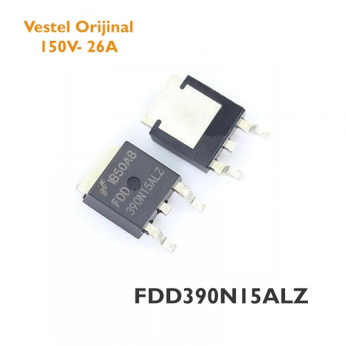 FDD390N15ALZ 26A/150V DPAK RoHS, 150VOLT 26AMPER, MOSFET, VESTEL ÜRÜNÜ