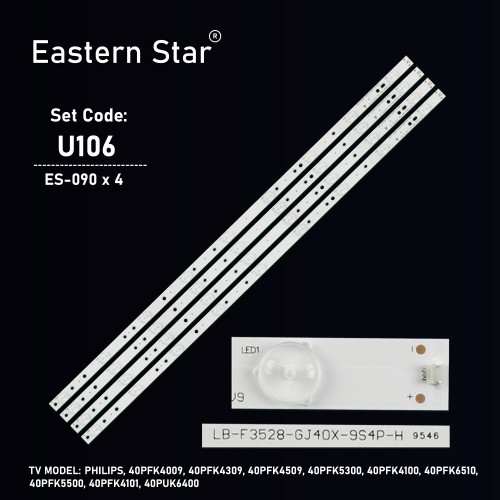 ES-090, PHILIPS, 40PFK4009, 40PFK4309, 40PFK4509, 40PFK5300, 40PFK4100, 40PFK6510, 40PFK5500, 40PFK4101, 40PUK6400, TV LED BAR