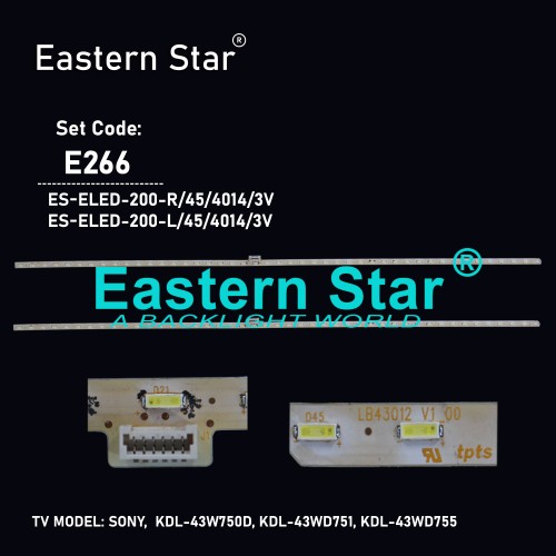 ES-ELED-200, SONY, KDL-43W750D, KDL-43Wd751, KDL-43WD755, LB43012 V1_00, LB43012 V0_00, TV LED BAR