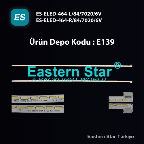 ES-ELED-464, VESTEL, 65'', 65TF6060, 65FA7500, 65FA7550, 65PF7575, 65UD9400, 65FA8500, 65TU6060, 65R6080U, 65UB9100, MODELLERİYLE UYUMLU, TV LED BAR